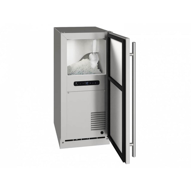 U Line - Outdoor Nugget Ice Machine 15'' Reversible Hinge Stainless Solid 115v - Stainless