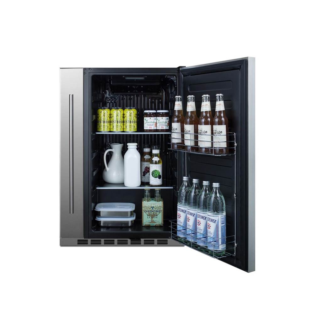 Shallow Depth 24'' Wide Built-In All-Refrigerator With Slide-Out Storage Compartment
