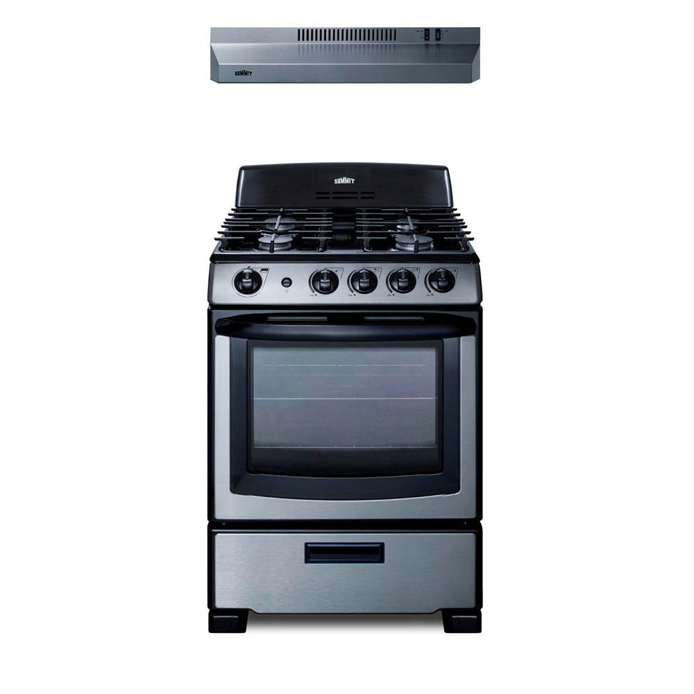 Summit Appliance - 24'' Wide Gas Range and Convertible Hood