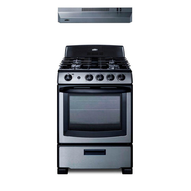 Summit Appliance - 24'' Wide Gas Range and Convertible Hood