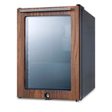 Compact Glass Door Beverage Center With Wood Trim