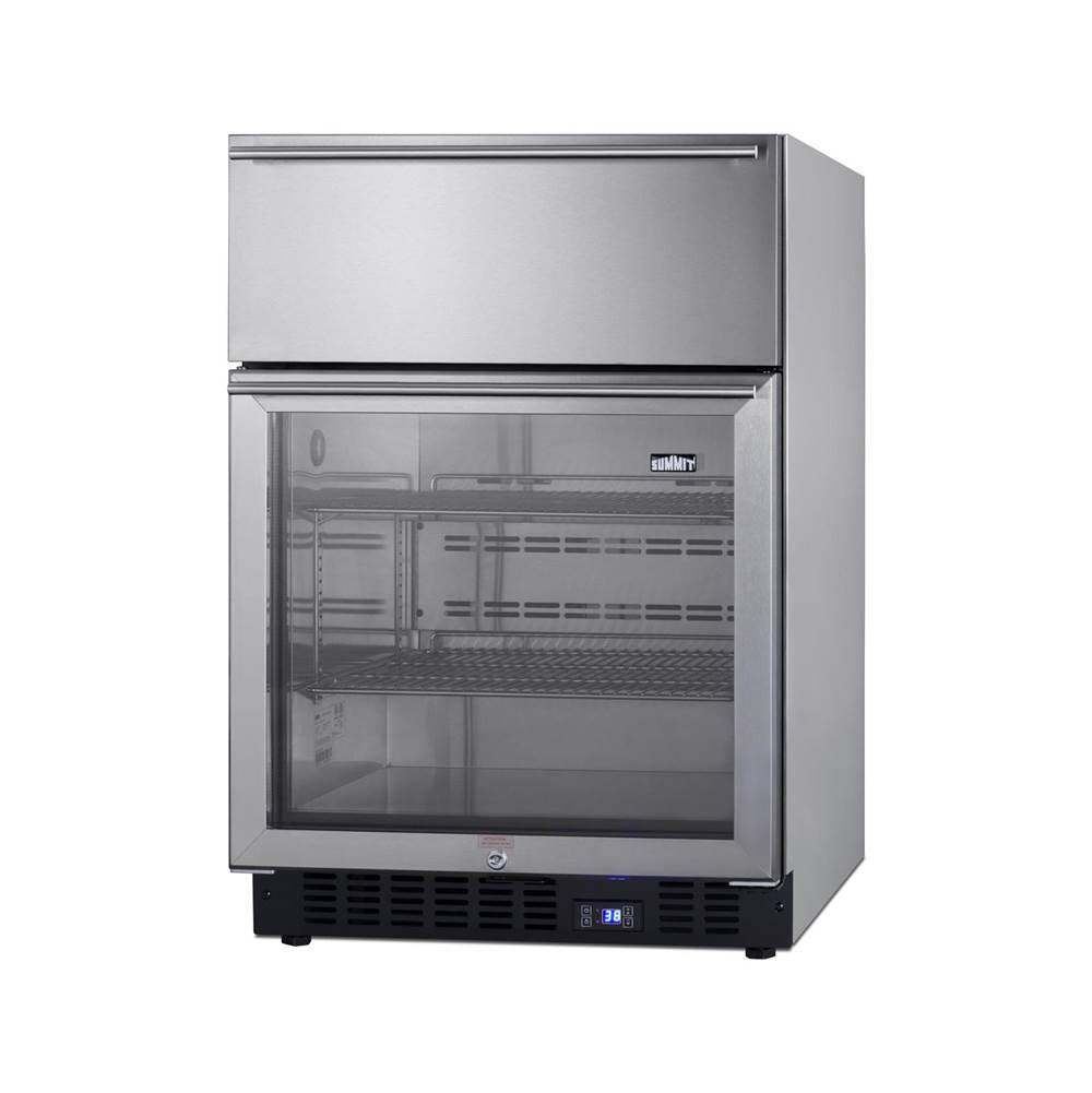 24'' Wide Built-In Commercial Beverage Refrigerator With Top Drawer