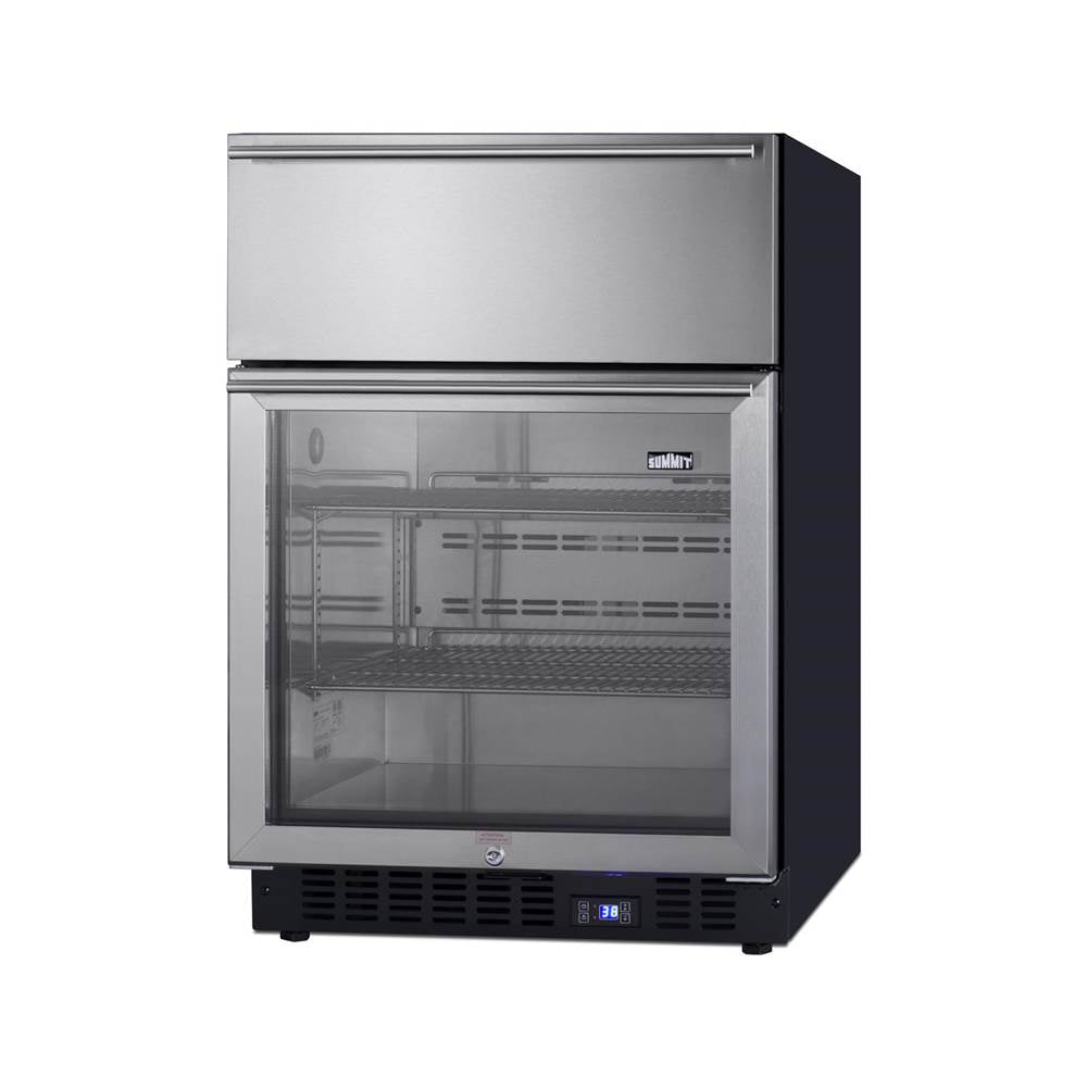 24'' Wide Built-In Commercial Beverage Refrigerator With Top Drawer