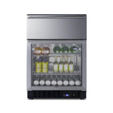 24'' Wide Built-In Commercial Beverage Refrigerator With Top Drawer