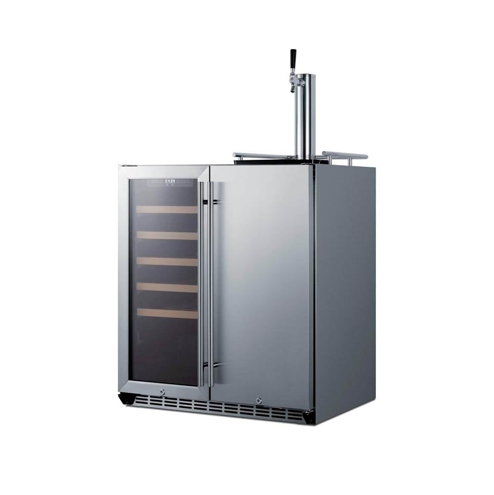 30'' Wide Built-In Indoor/Outdoor Combination Wine Cellar/Kegerator