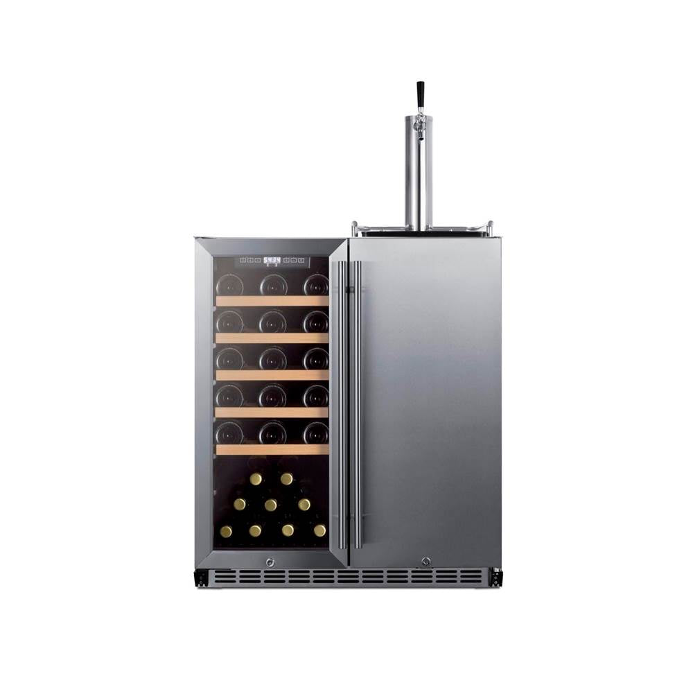 30'' Wide Built-In Indoor/Outdoor Combination Wine Cellar/Kegerator