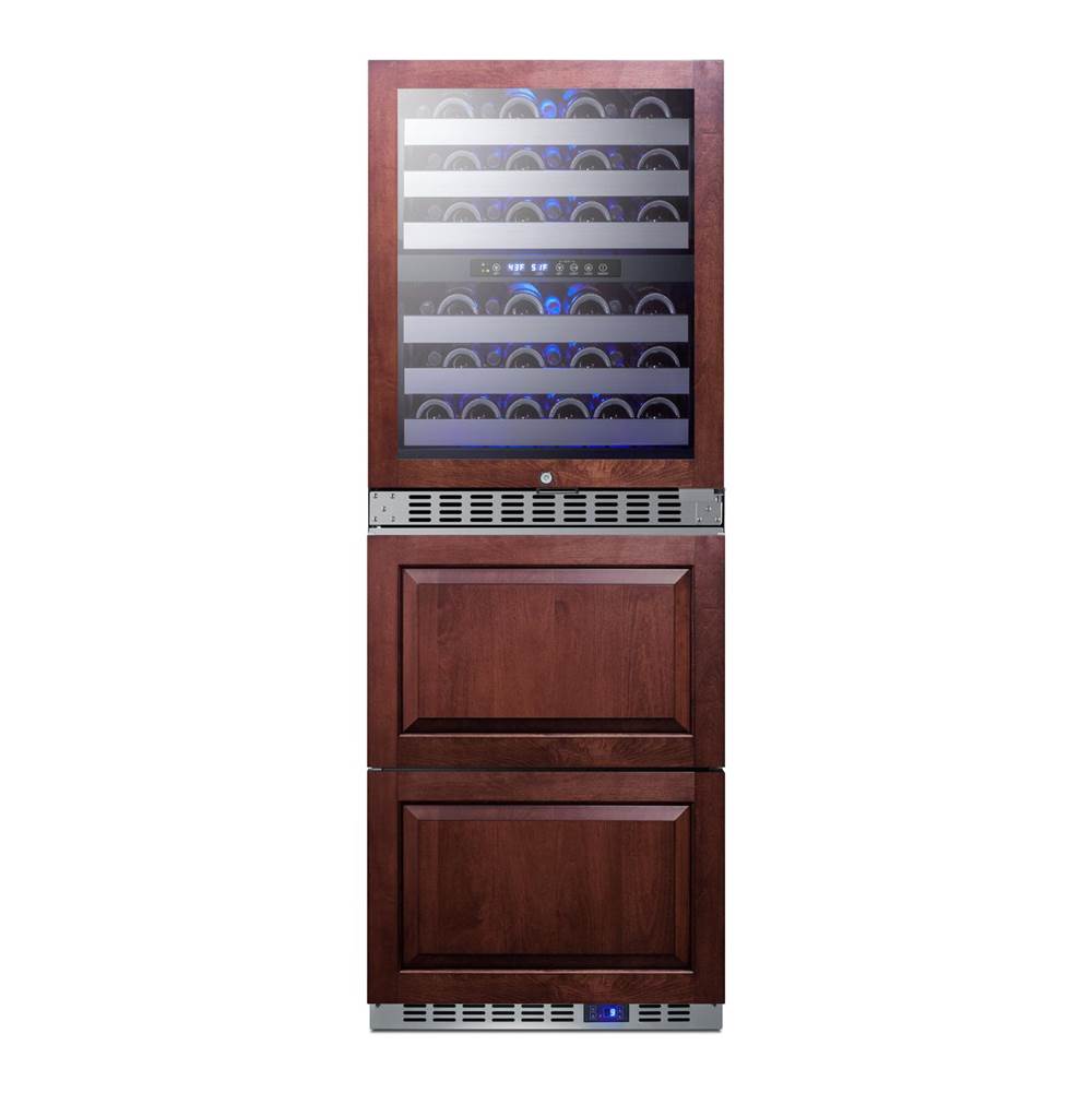 24'' Wide Combination Dual-Zone Wine Cellar and 2-Drawer All-Freezer (Panels Not Included)