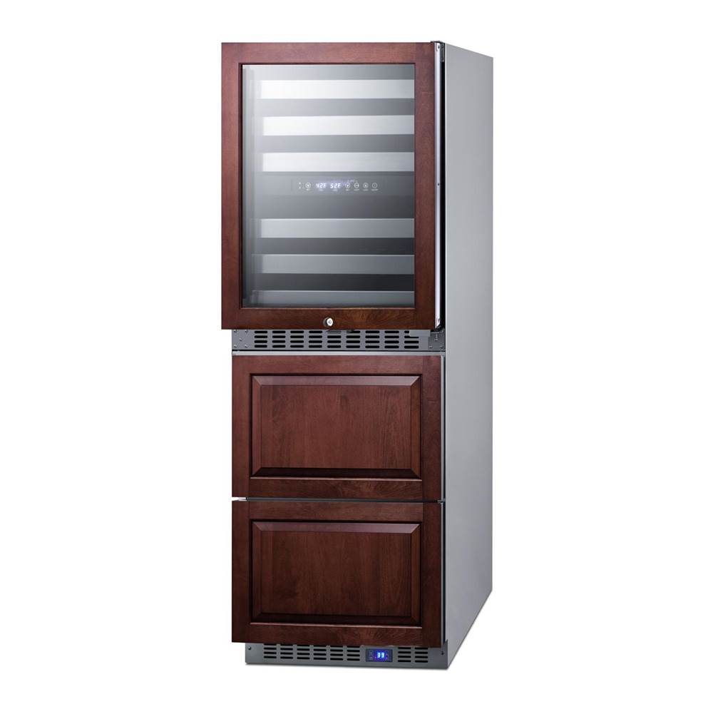 24'' Wide Combination Dual-Zone Wine Cellar and 2-Drawer All-Refrigerator (Panels Not Included)