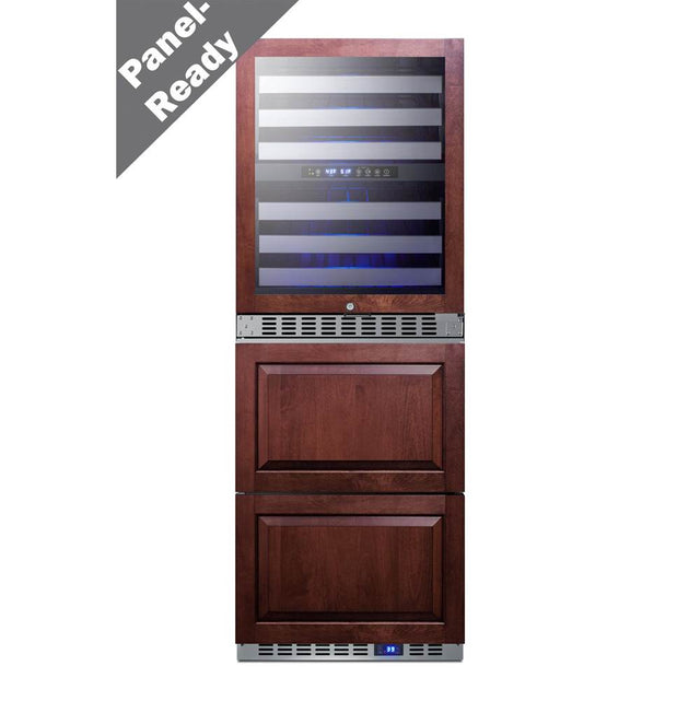 Summit Appliance - 24'' Wide Combination Dual-Zone Wine Cellar and 2-Drawer All-Refrigerator (Panels Not Included)