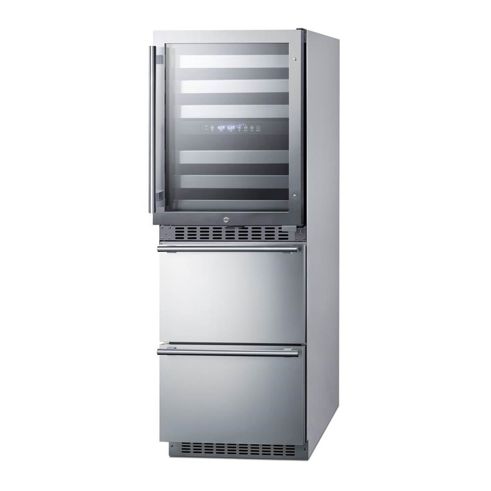 24'' Wide Combination Dual-Zone Wine Cellar and 2-Drawer Refrigerator-Freezer