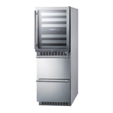 24'' Wide Combination Dual-Zone Wine Cellar and 2-Drawer Refrigerator-Freezer