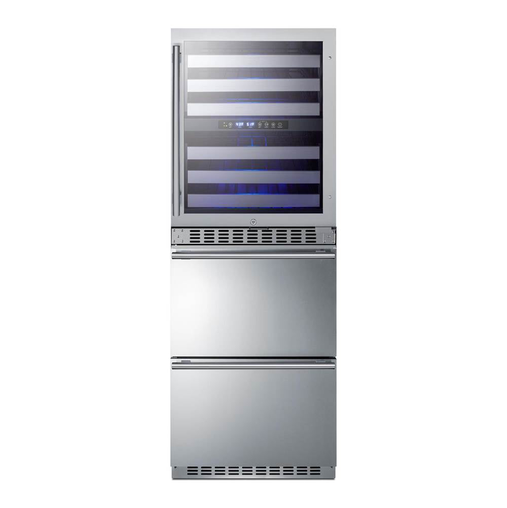 Summit Appliance - 24'' Wide Combination Dual-Zone Wine Cellar and 2-Drawer Refrigerator-Freezer