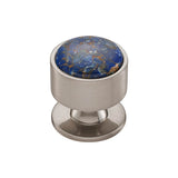 Vesta - FireSky Mohave Lapis Knob 1 3/8 Inch Brushed Satin Nickel Base - Brushed Satin Nickel