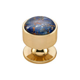 Vesta - FireSky Mohave Lapis Knob 1 3/8 Inch Polished Brass Base - Polished Brass