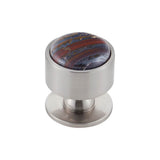 Vesta - FireSky Iron Tiger Eye Knob 1 3/8 Inch Brushed Satin Nickel Base - Brushed Satin Nickel