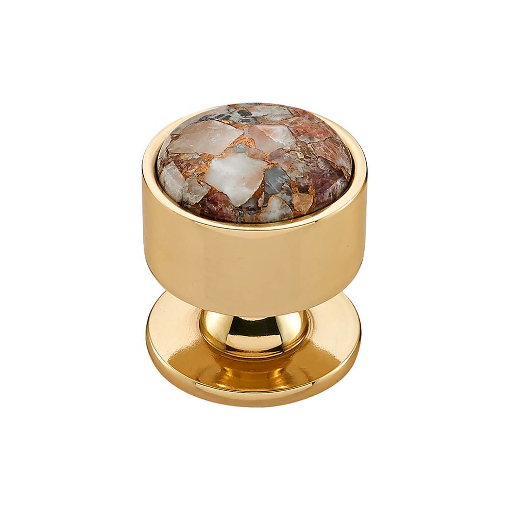 Vesta - FireSky Mohave Yellow Knob 1 3/8 Inch Polished Brass Base - Polished Brass