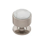Vesta - FireSky Carrara White Knob 1 3/8 Inch Brushed Satin Nickel Base - Brushed Satin Nickel