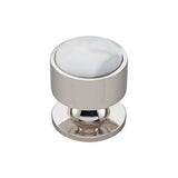 Vesta - FireSky Carrara White Knob 1 3/8 Inch Polished Nickel Base - Polished Nickel