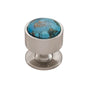 Vesta - FireSky Mohave Turquoise Knob 1 3/8 Inch Brushed Satin Nickel Base - Brushed Satin Nickel