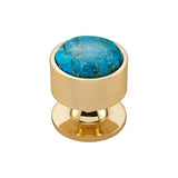 Vesta - FireSky Mohave Turquoise Knob 1 3/8 Inch Polished Brass Base - Polished Brass
