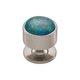 Vesta - FireSky Mohave Blue Knob 1 3/8 Inch Brushed Satin Nickel Base - Brushed Satin Nickel
