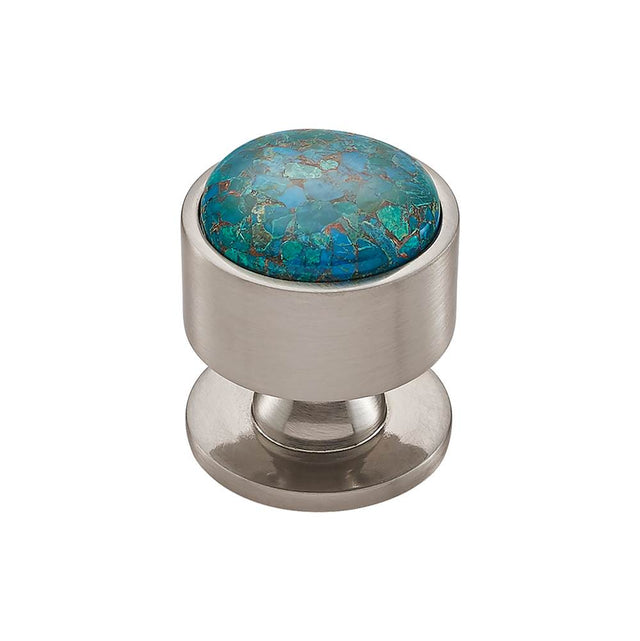 Vesta - FireSky Mohave Blue Knob 1 3/8 Inch Brushed Satin Nickel Base - Brushed Satin Nickel