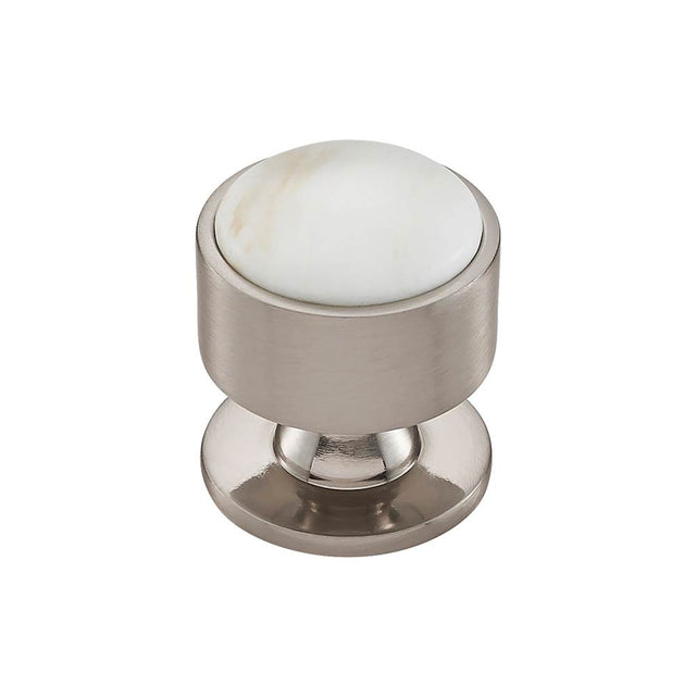Vesta - FireSky Calacatta Gold Knob 1 3/8 Inch Brushed Satin Nickel Base - Brushed Satin Nickel