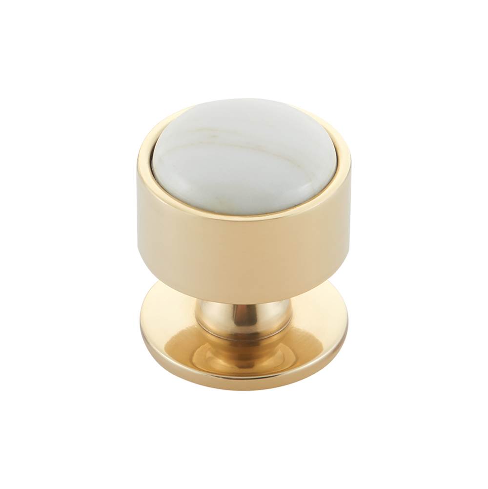 Vesta - FireSky Calacatta Gold Knob 1 3/8 Inch Polished Brass Base - Polished Brass