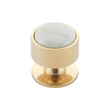 Vesta - FireSky Calacatta Gold Knob 1 3/8 Inch Polished Brass Base - Polished Brass
