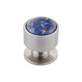 Vesta - FireSky Mohave Lapis Knob 1 1/8 Inch Brushed Satin Nickel Base - Brushed Satin Nickel