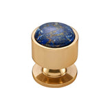 Vesta - FireSky Mohave Lapis Knob 1 1/8 Inch Polished Brass Base - Polished Brass