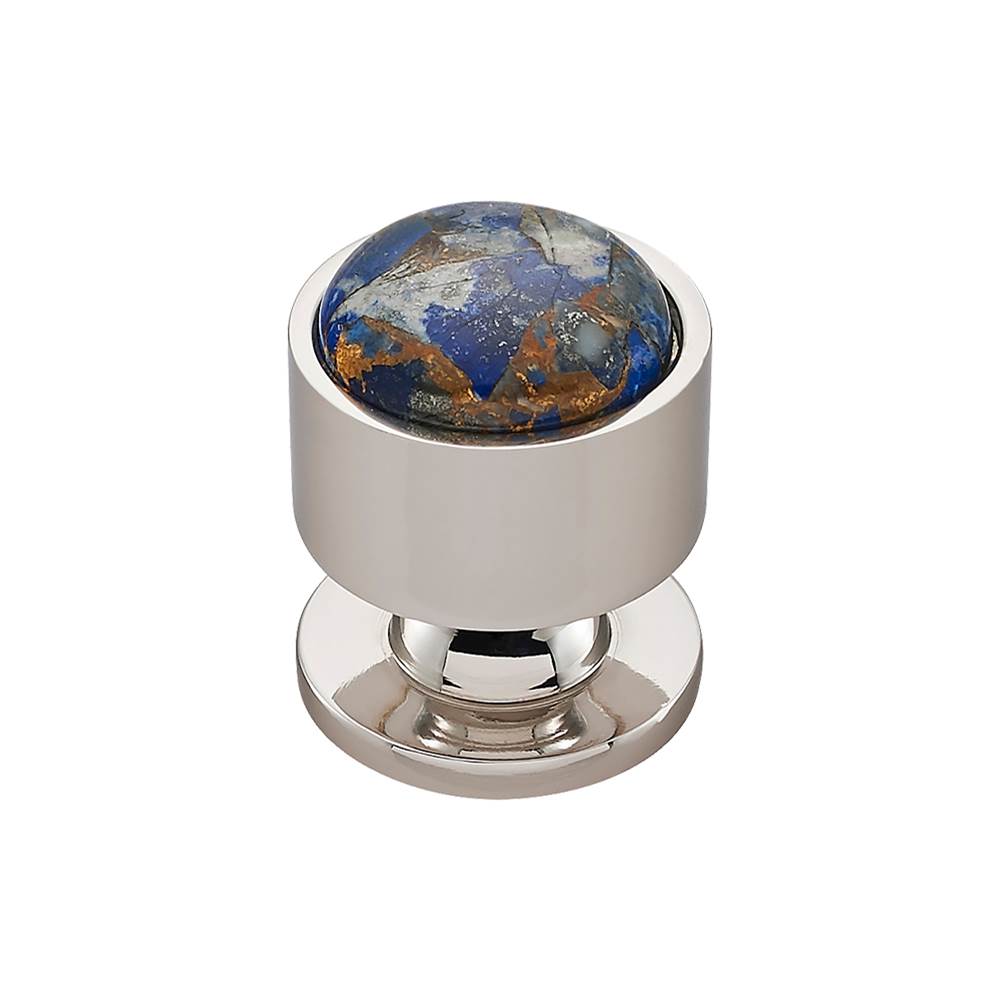 Vesta - FireSky Mohave Lapis Knob 1 1/8 Inch Polished Nickel Base - Polished Nickel