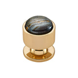 Vesta - FireSky Iron Tiger Eye Knob 1 1/8 Inch Polished Brass Base - Polished Brass