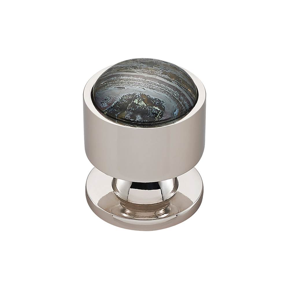 Vesta - FireSky Iron Tiger Eye Knob 1 1/8 Inch Polished Nickel Base - Polished Nickel