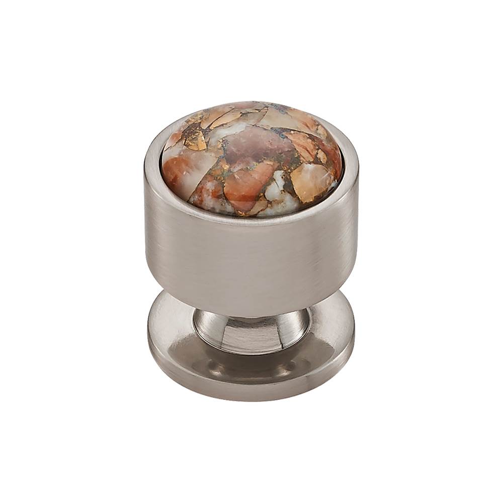Vesta - FireSky Mohave Yellow Knob 1 1/8 Inch Brushed Satin Nickel Base - Brushed Satin Nickel