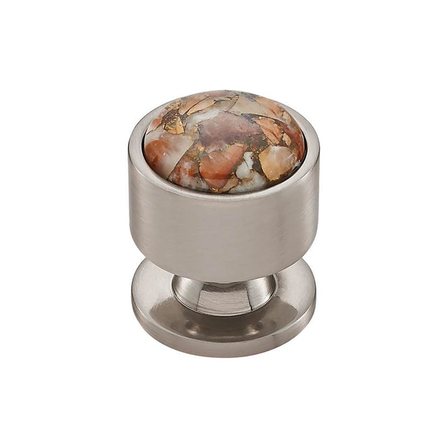 Vesta - FireSky Mohave Yellow Knob 1 1/8 Inch Brushed Satin Nickel Base - Brushed Satin Nickel