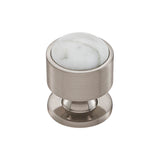 Vesta - FireSky Carrara White Knob 1 1/8 Inch Brushed Satin Nickel Base - Brushed Satin Nickel