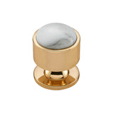 Vesta - FireSky Carrara White Knob 1 1/8 Inch Polished Brass Base - Polished Brass