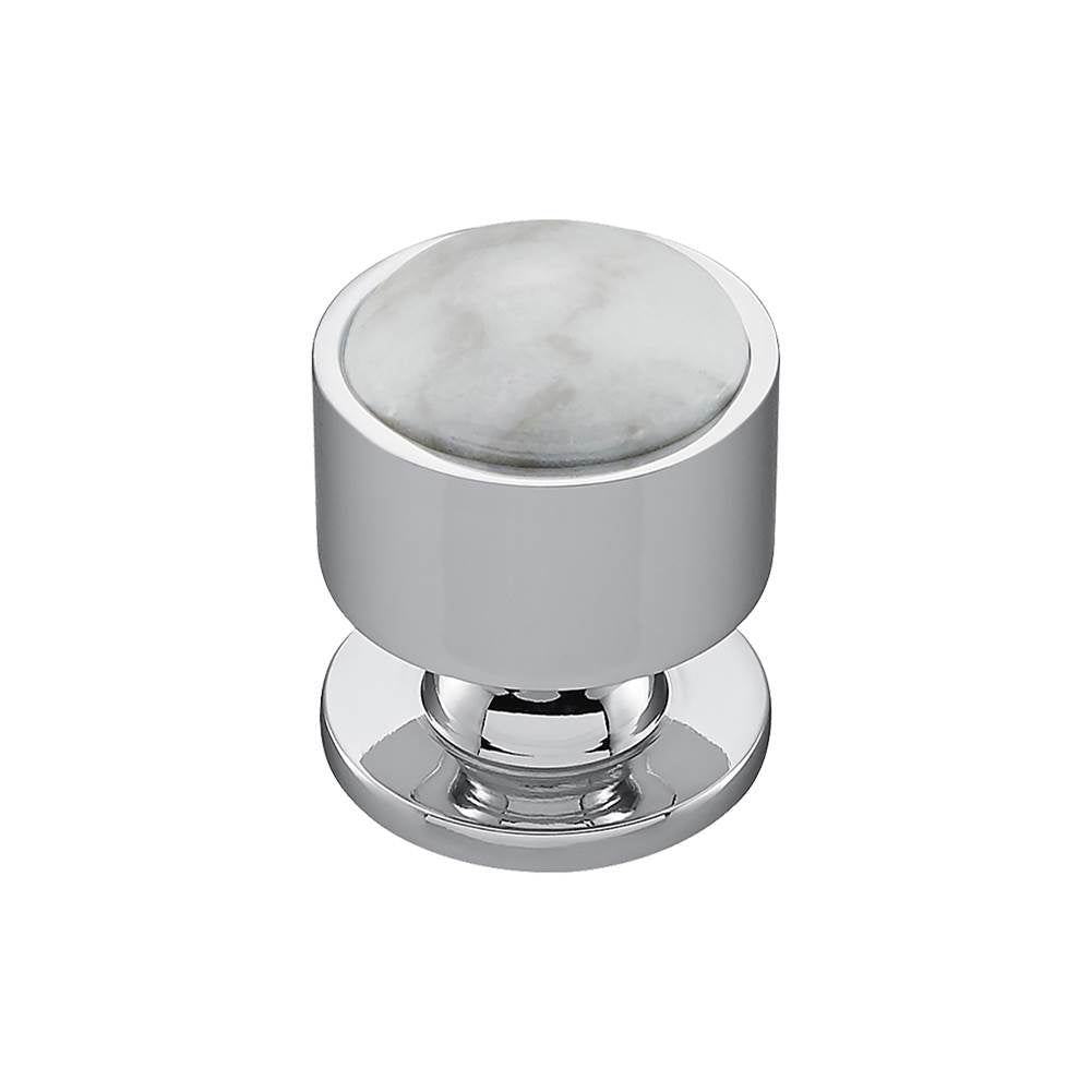 Vesta - FireSky Carrara White Knob 1 1/8 Inch Polished Chrome Base - Polished Chrome