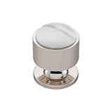 Vesta - FireSky Carrara White Knob 1 1/8 Inch Polished Nickel Base - Polished Nickel