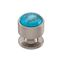 Vesta - FireSky Mohave Turquoise Knob 1 1/8 Inch Brushed Satin Nickel Base - Brushed Satin Nickel