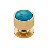 Vesta - FireSky Mohave Turquoise Knob 1 1/8 Inch Polished Brass Base - Polished Brass