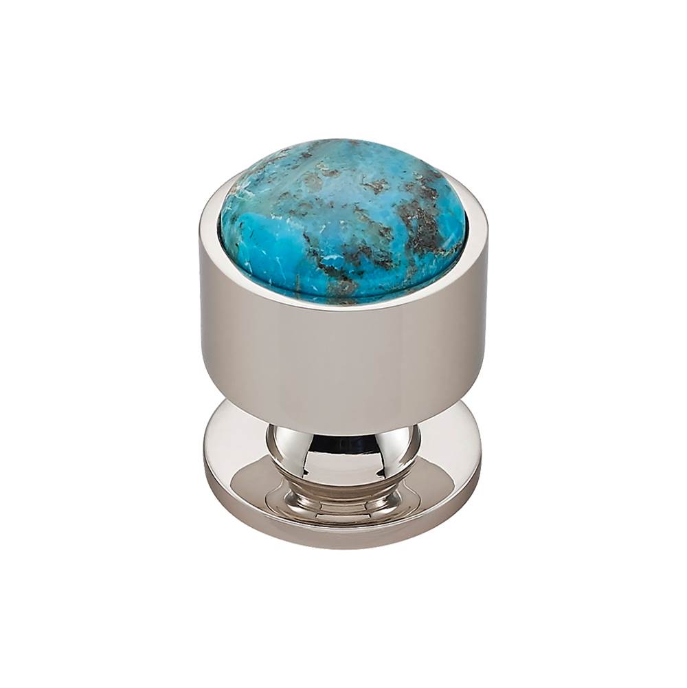Vesta - FireSky Mohave Turquoise Knob 1 1/8 Inch Polished Nickel Base - Polished Nickel