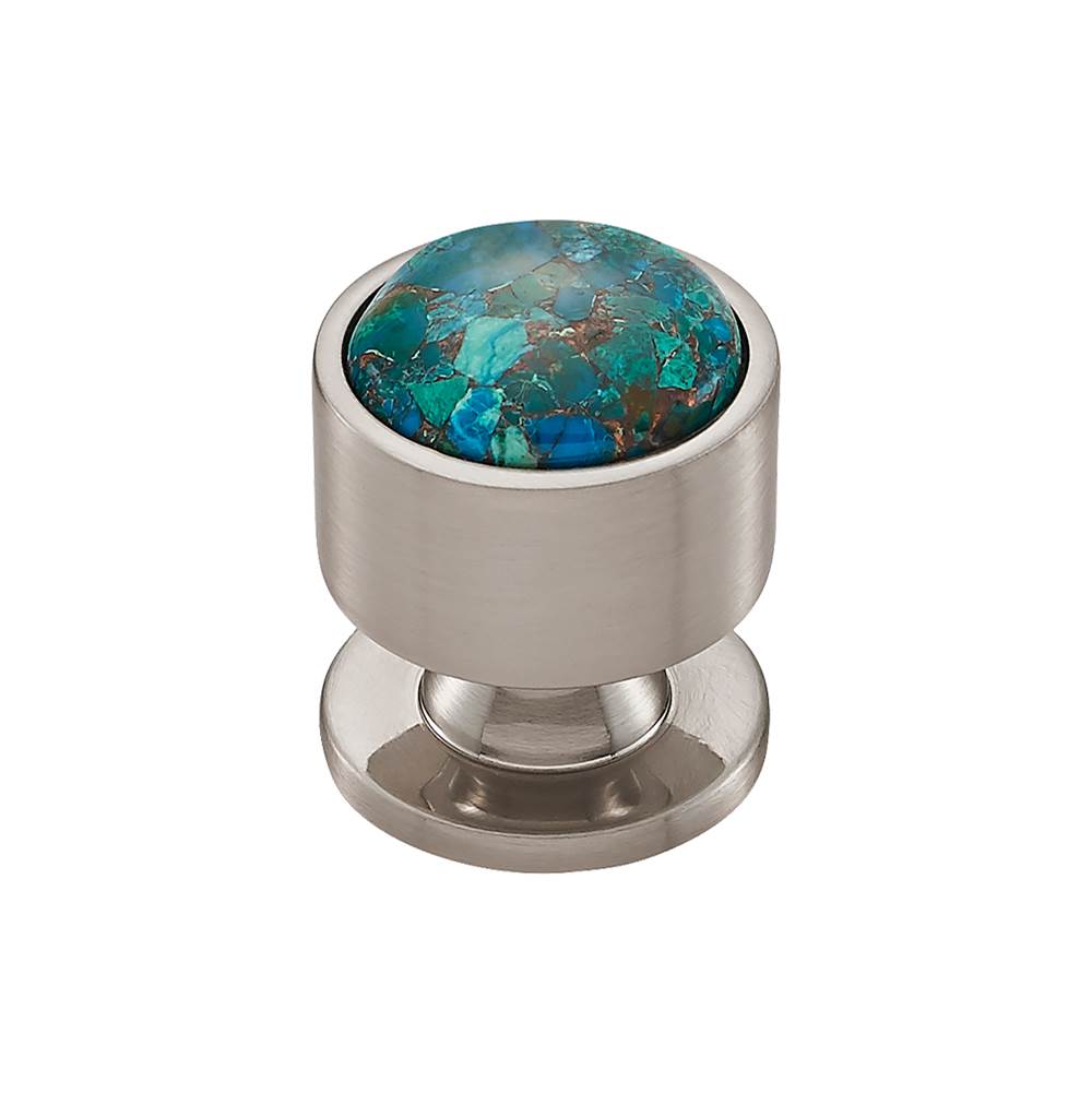 Vesta - FireSky Mohave Blue Knob 1 1/8 Inch Brushed Satin Nickel Base - Brushed Satin Nickel