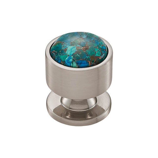 Vesta - FireSky Mohave Blue Knob 1 1/8 Inch Brushed Satin Nickel Base - Brushed Satin Nickel