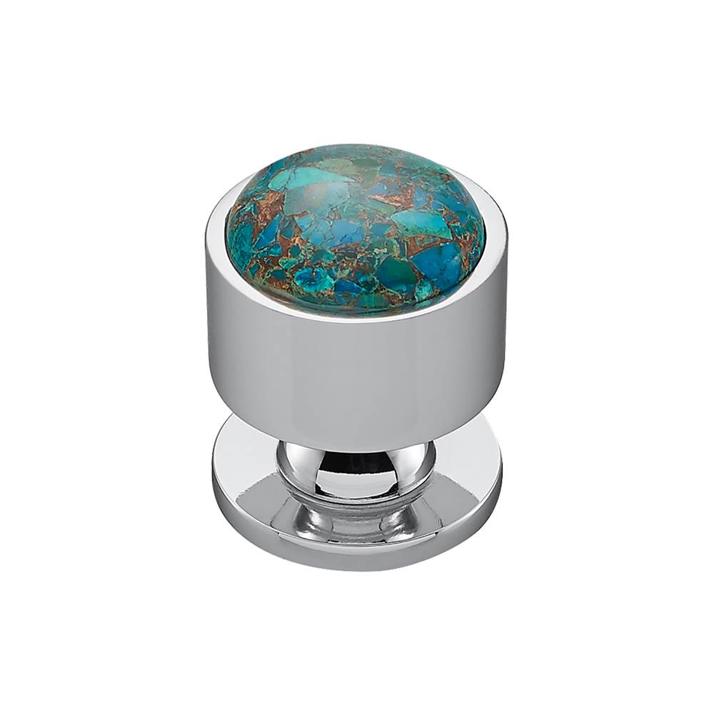 Vesta - FireSky Mohave Blue Knob 1 1/8 Inch Polished Chrome Base - Polished Chrome