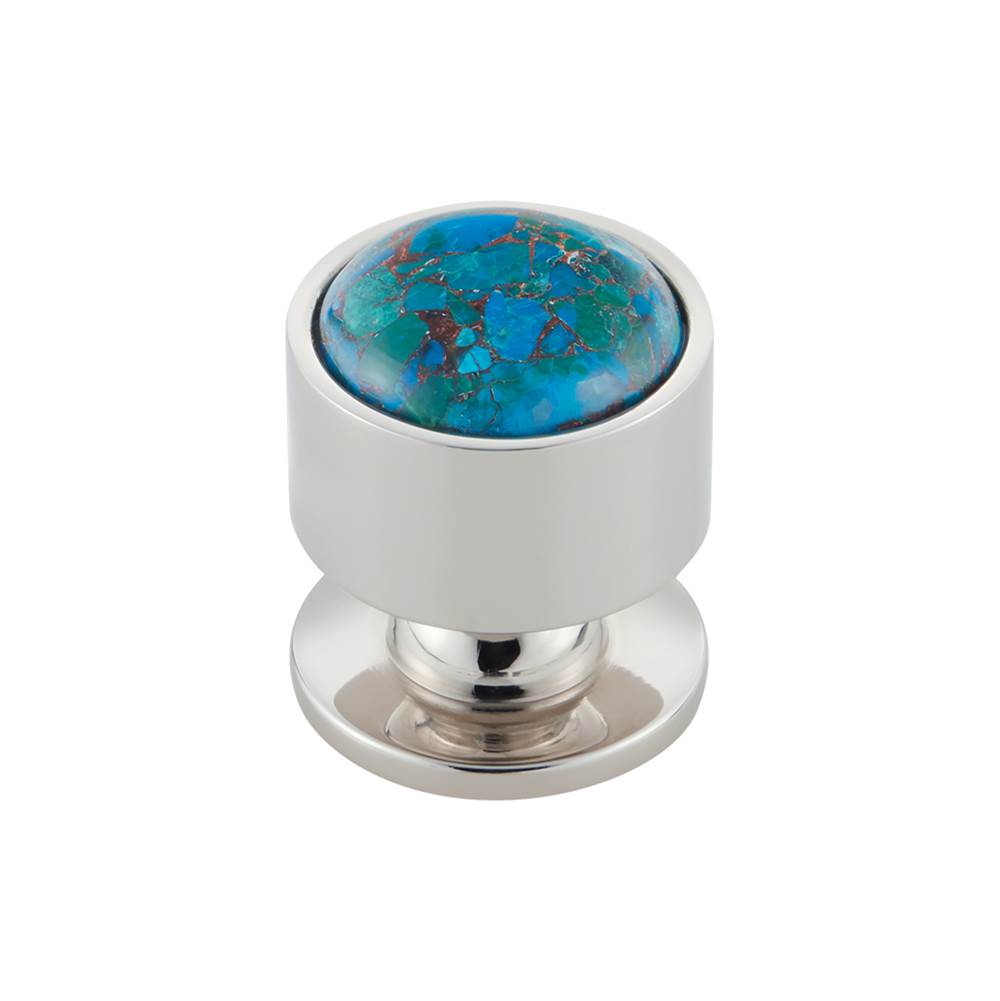 Vesta - FireSky Mohave Blue Knob 1 1/8 Inch Polished Nickel Base - Polished Nickel