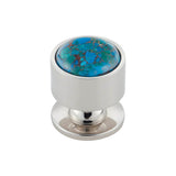 Vesta - FireSky Mohave Blue Knob 1 1/8 Inch Polished Nickel Base - Polished Nickel