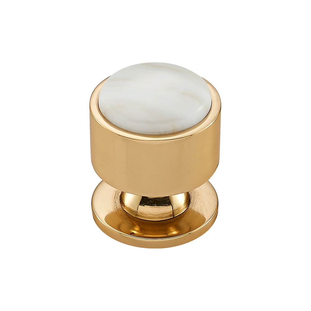 Vesta - FireSky Calacatta Gold Knob 1 1/8 Inch Polished Brass Base - Polished Brass