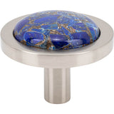Vesta - FireSky Mohave Lapis Knob 1 9/16 Inch Brushed Satin Nickel Base - Brushed Satin Nickel